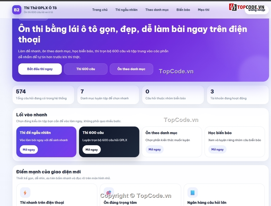 web,web app,lý thuyết thi bằng,xe ô tô,lái xe ô tô